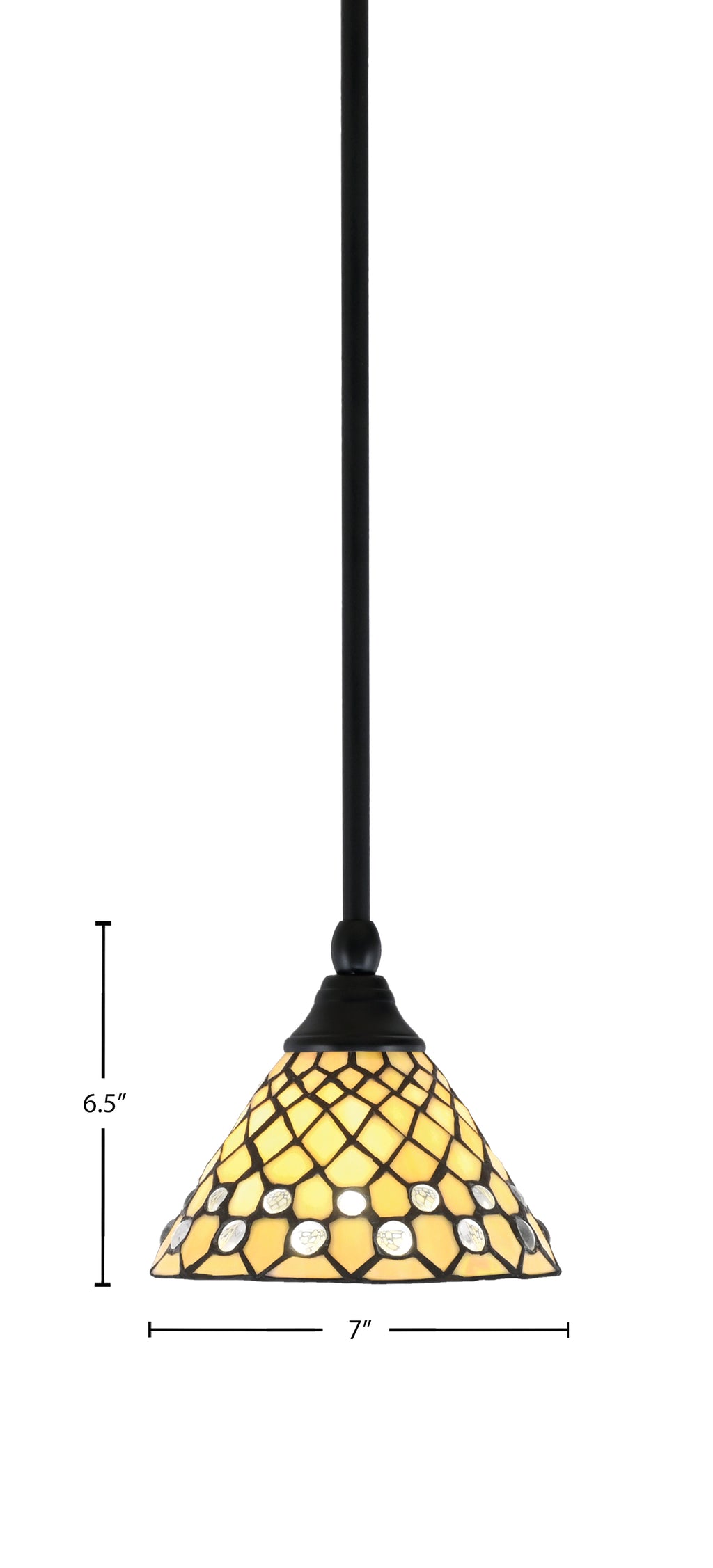 Any One Light Mini Pendant in Matte Black with 7" Starlight Art Glass Shade