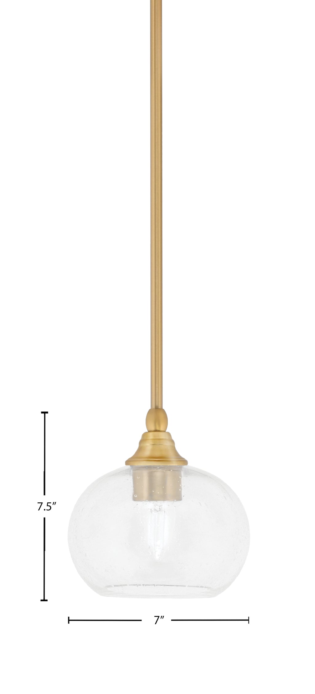 Stem One Light Mini Pendant in New Age Brass with 7" Clear Bubble Shade