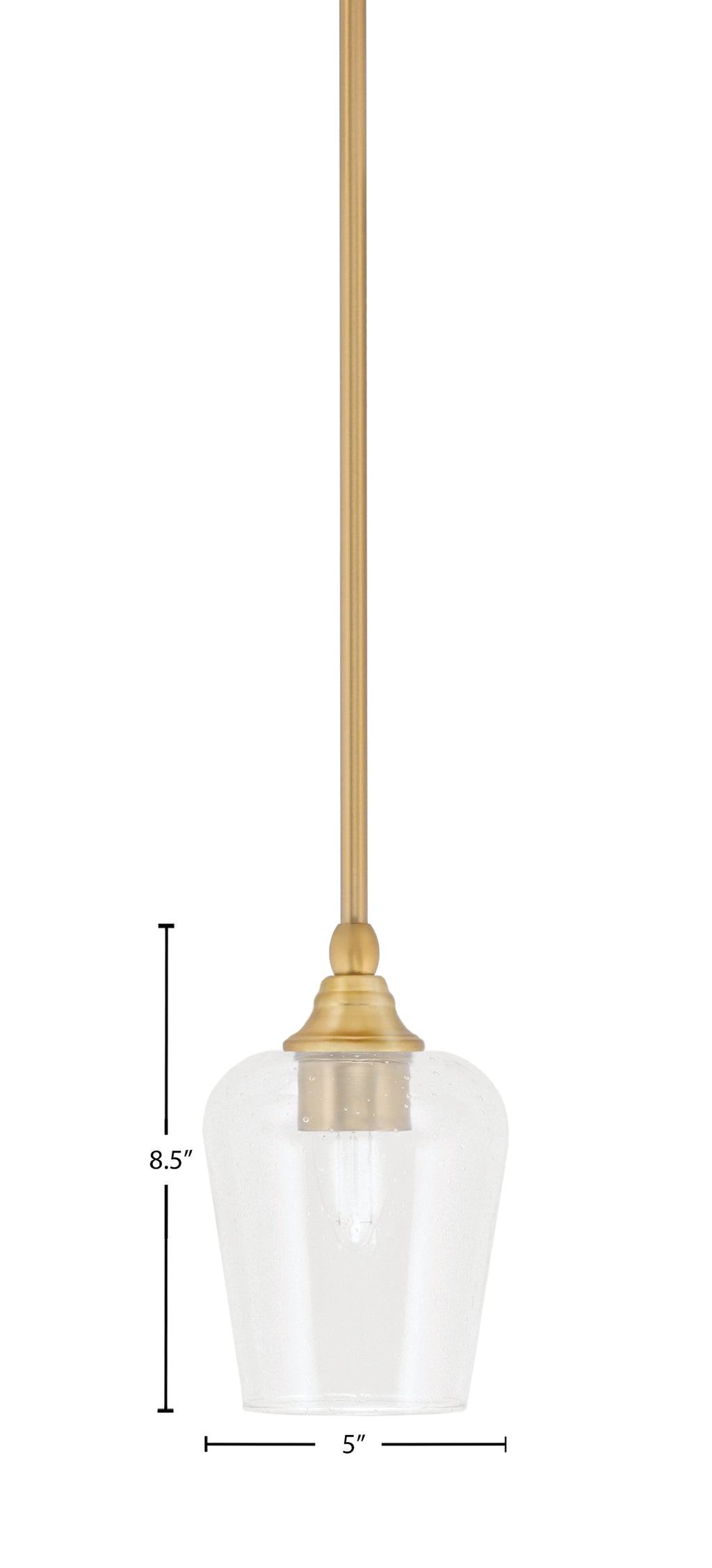 Stem One Light Mini Pendant in New Age Brass with 5" Clear Bubble Shade