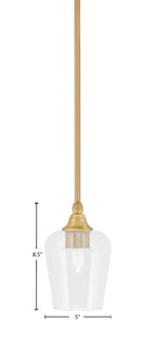 Stem One Light Mini Pendant in New Age Brass with 5" Clear Bubble Shade