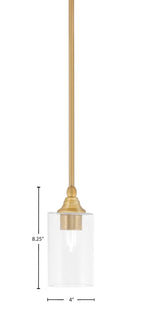 Any One Light Mini Pendant in New Age Brass with 4" Clear Bubble Shade
