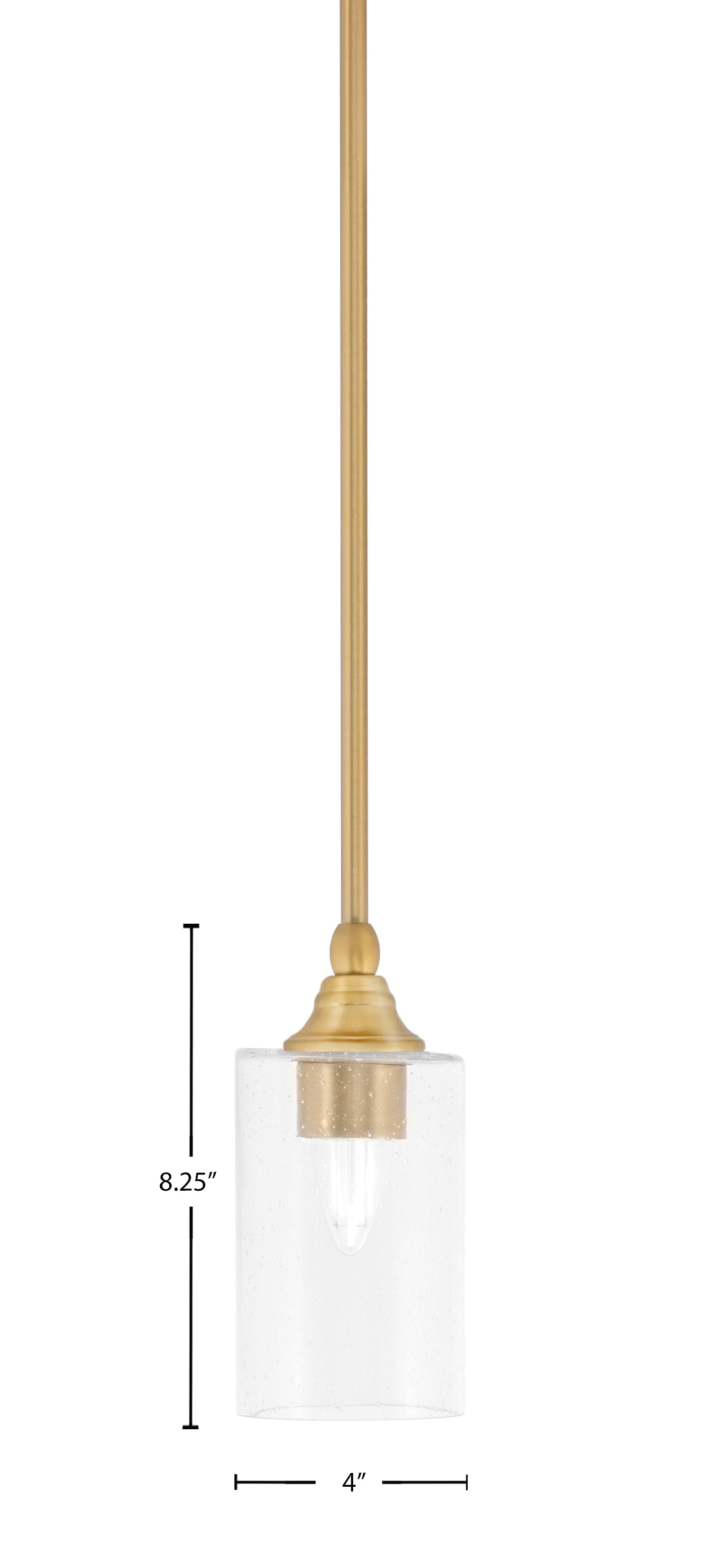 Any One Light Mini Pendant in New Age Brass with 4" Clear Bubble Shade
