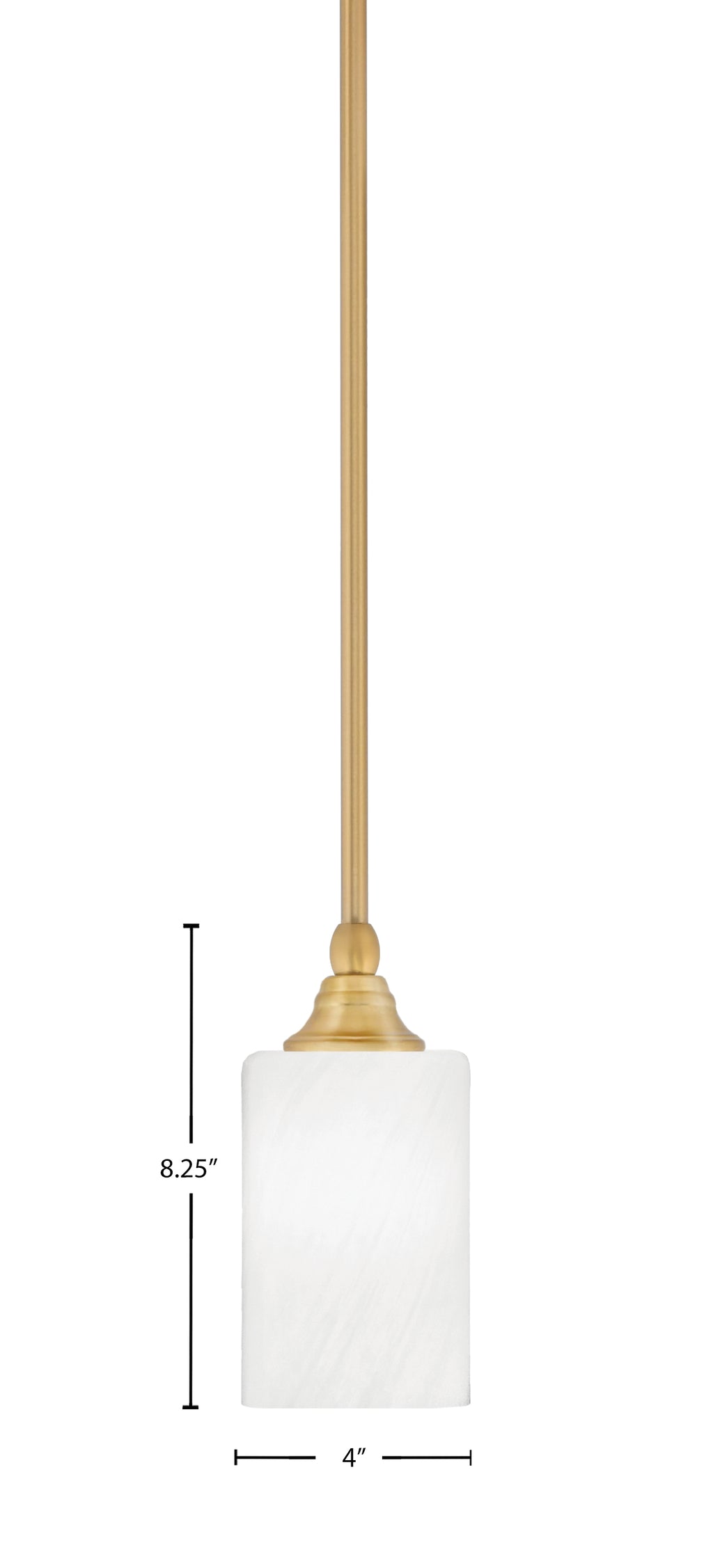 Stem One Light Mini Pendant in New Age Brass with 4" White Marble Shade