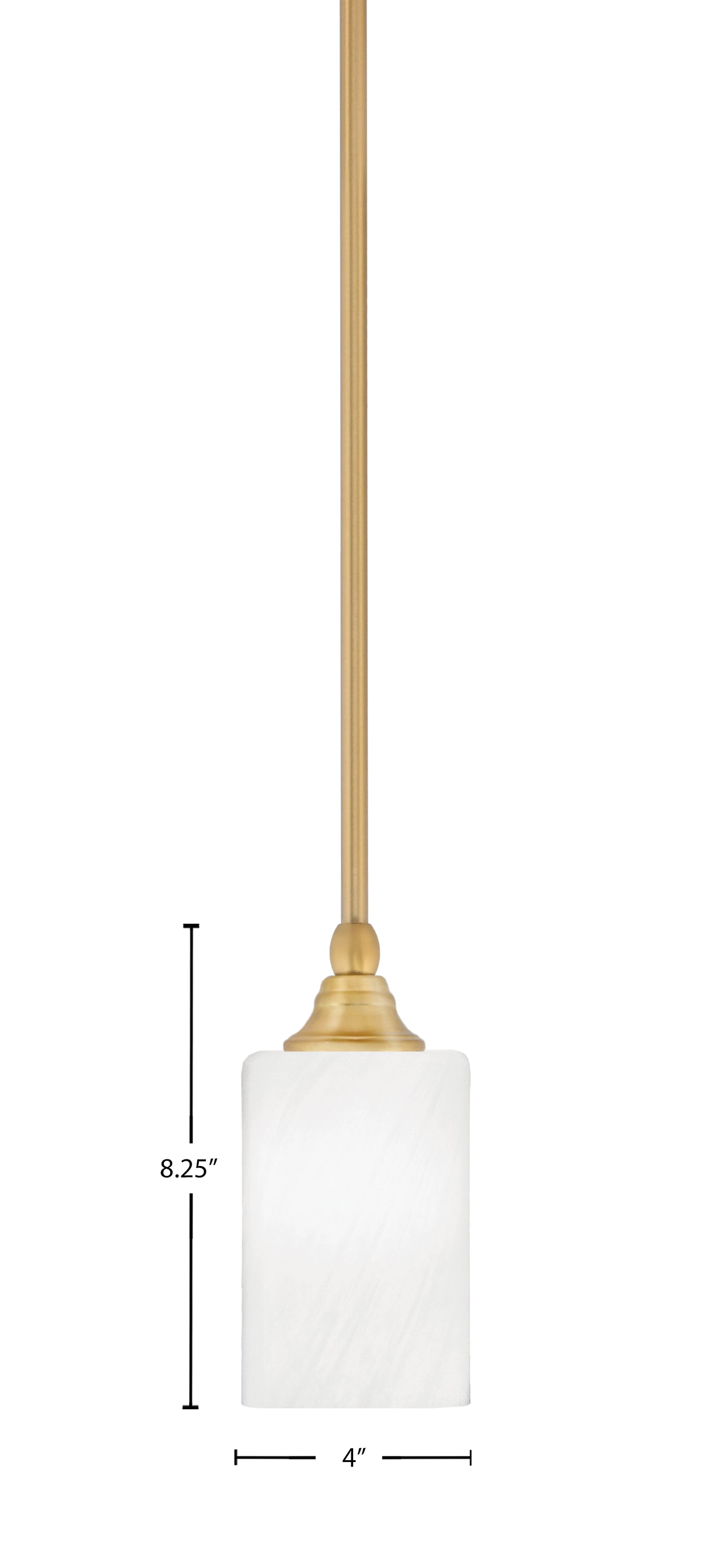 Stem One Light Mini Pendant in New Age Brass with 4" White Marble Shade