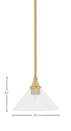 Any One Light Mini Pendant in New Age Brass with 10" Clear Bubble Shade