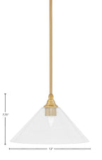 Any One Light Mini Pendant in New Age Brass with 12" Clear Bubble Shade