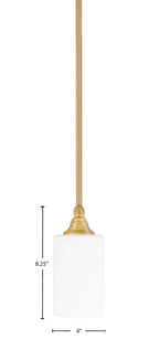 Any One Light Mini Pendant in New Age Brass with 4" White Muslin Shade