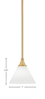 Any One Light Mini Pendant in New Age Brass with 7" White Muslin Shade