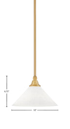Any One Light Mini Pendant in New Age Brass with 10" White Muslin Shade