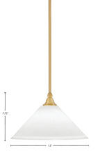 Any One Light Mini Pendant in New Age Brass with 12" White Muslin Shade