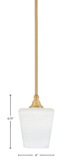 Any One Light Mini Pendant in New Age Brass with 6" White Matrix Shade
