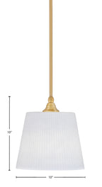 Any One Light Mini Pendant in New Age Brass with 10" White Matrix Shade