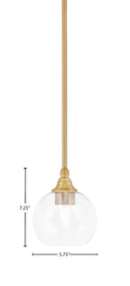 Stem One Light Mini Pendant in New Age Brass with 5.75" Clear Bubble Shade