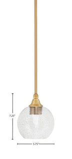 Stem One Light Mini Pendant in New Age Brass with 5.75" Smoke Bubble Shade
