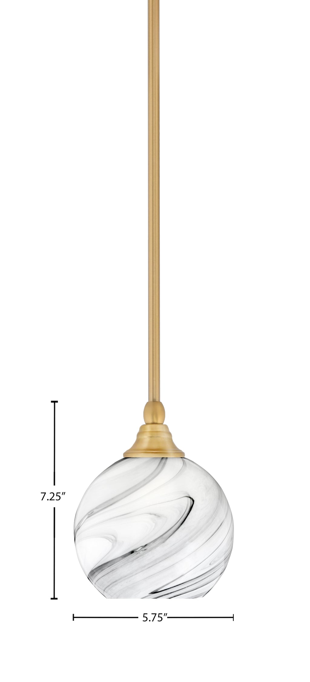 Stem One Light Mini Pendant in New Age Brass with 5.75" Onyx Swirl Shade