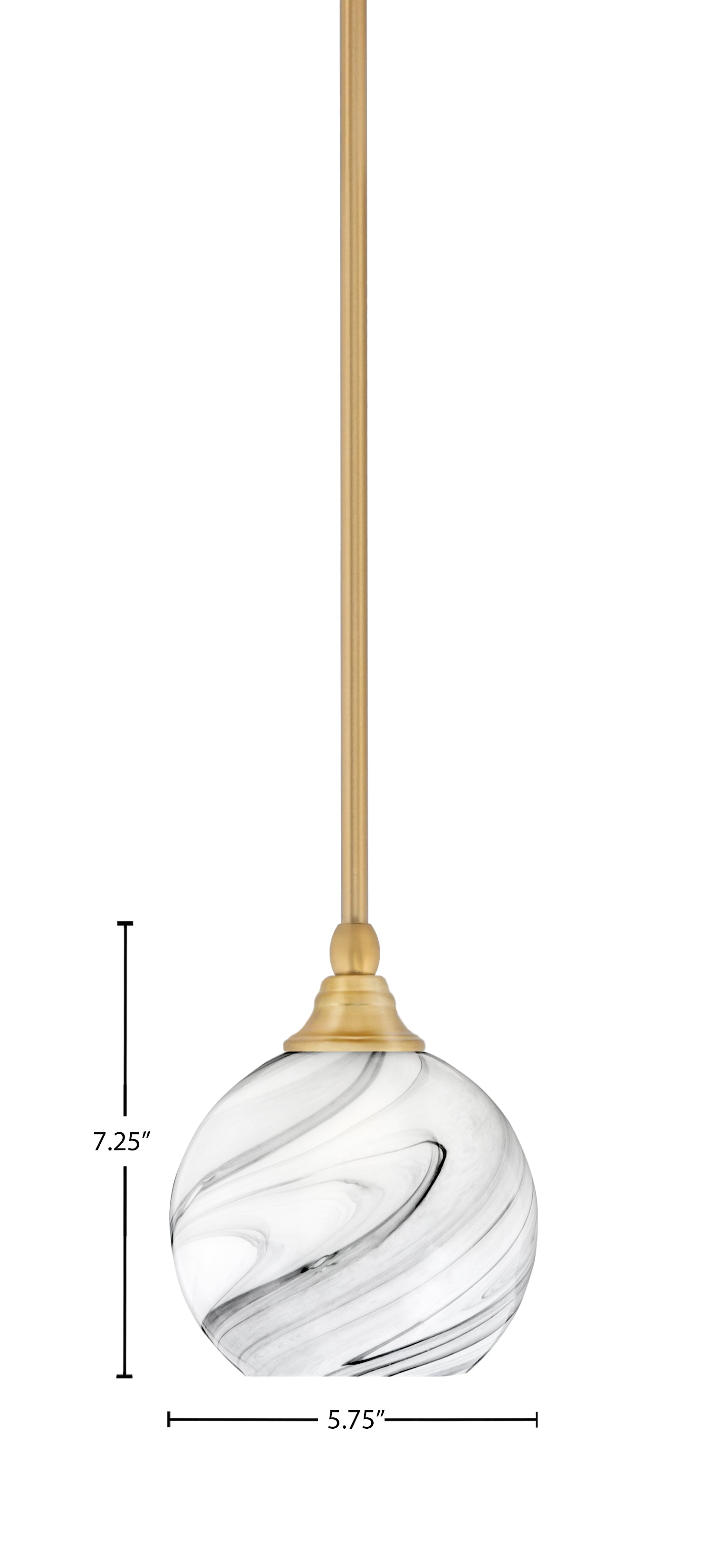 Stem One Light Mini Pendant in New Age Brass with 5.75" Onyx Swirl Shade