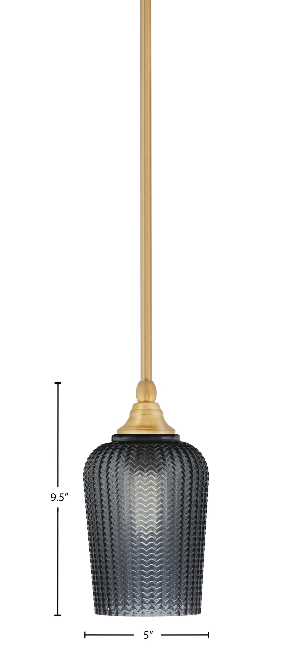 Stem One Light Mini Pendant in New Age Brass with 5" Smoke Textured Shade