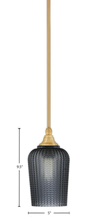 Stem One Light Mini Pendant in New Age Brass with 5" Smoke Textured Shade