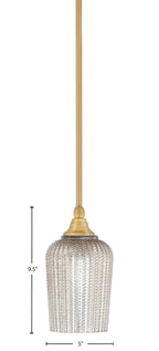 Stem One Light Mini Pendant in New Age Brass with 5" Silver Textured Shade