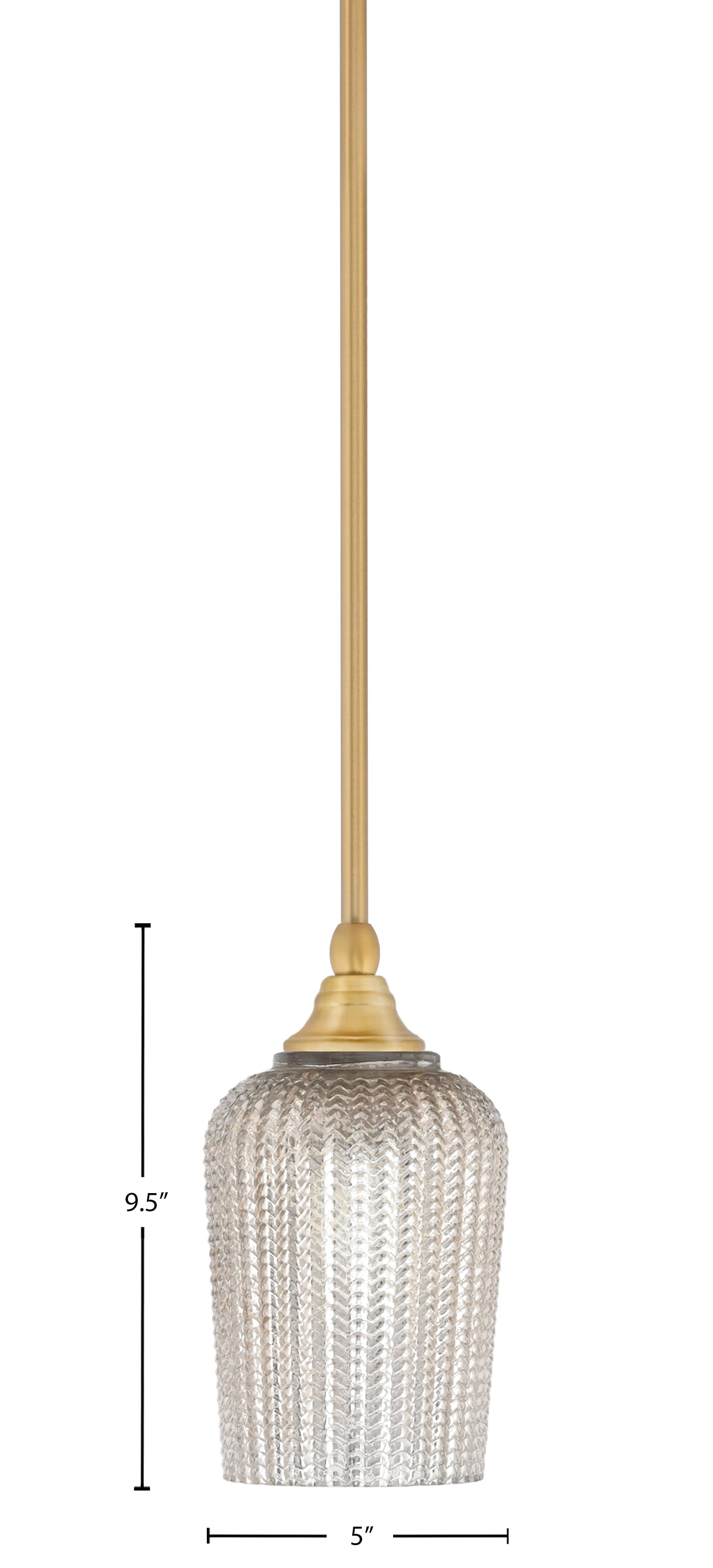 Stem One Light Mini Pendant in New Age Brass with 5" Silver Textured Shade
