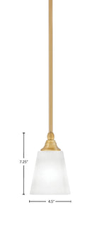 Any One Light Mini Pendant in New Age Brass with 4.5" Square White Muslin Shade
