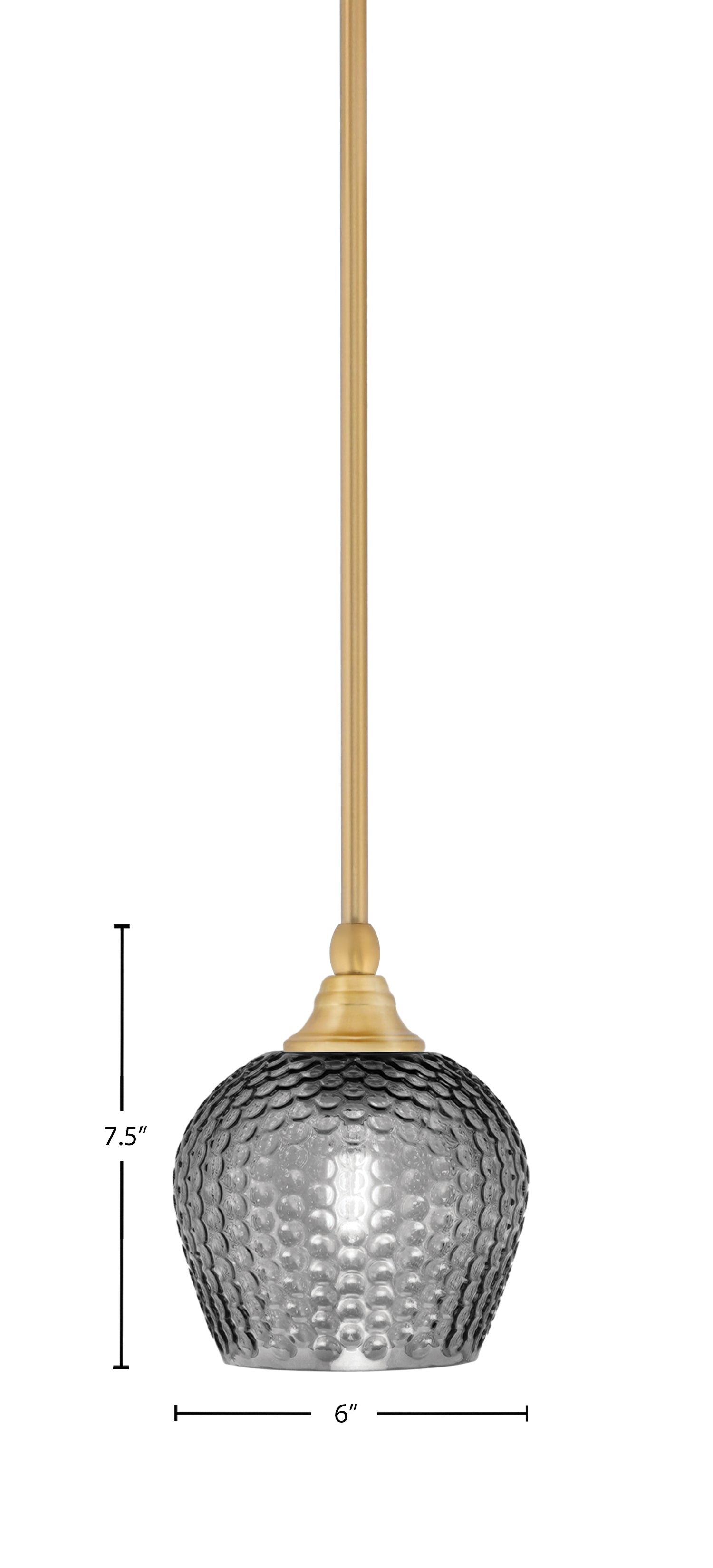 Stem One Light Mini Pendant in New Age Brass with 6" Smoke Textured Shade