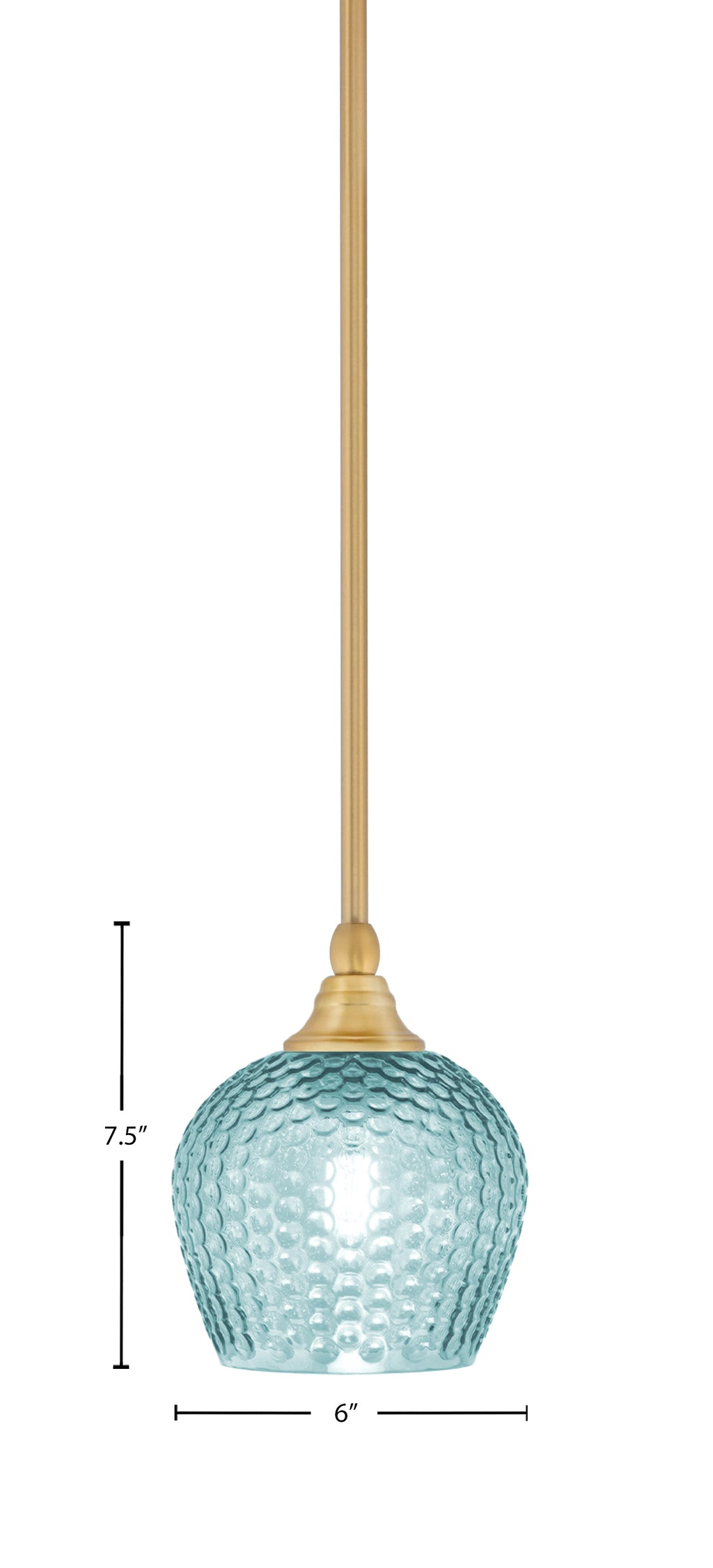 Stem One Light Mini Pendant in New Age Brass with 6" Turquoise Textured Shade