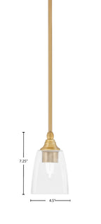 Any One Light Mini Pendant in New Age Brass with 4.5" Square Clear Bubble Shade