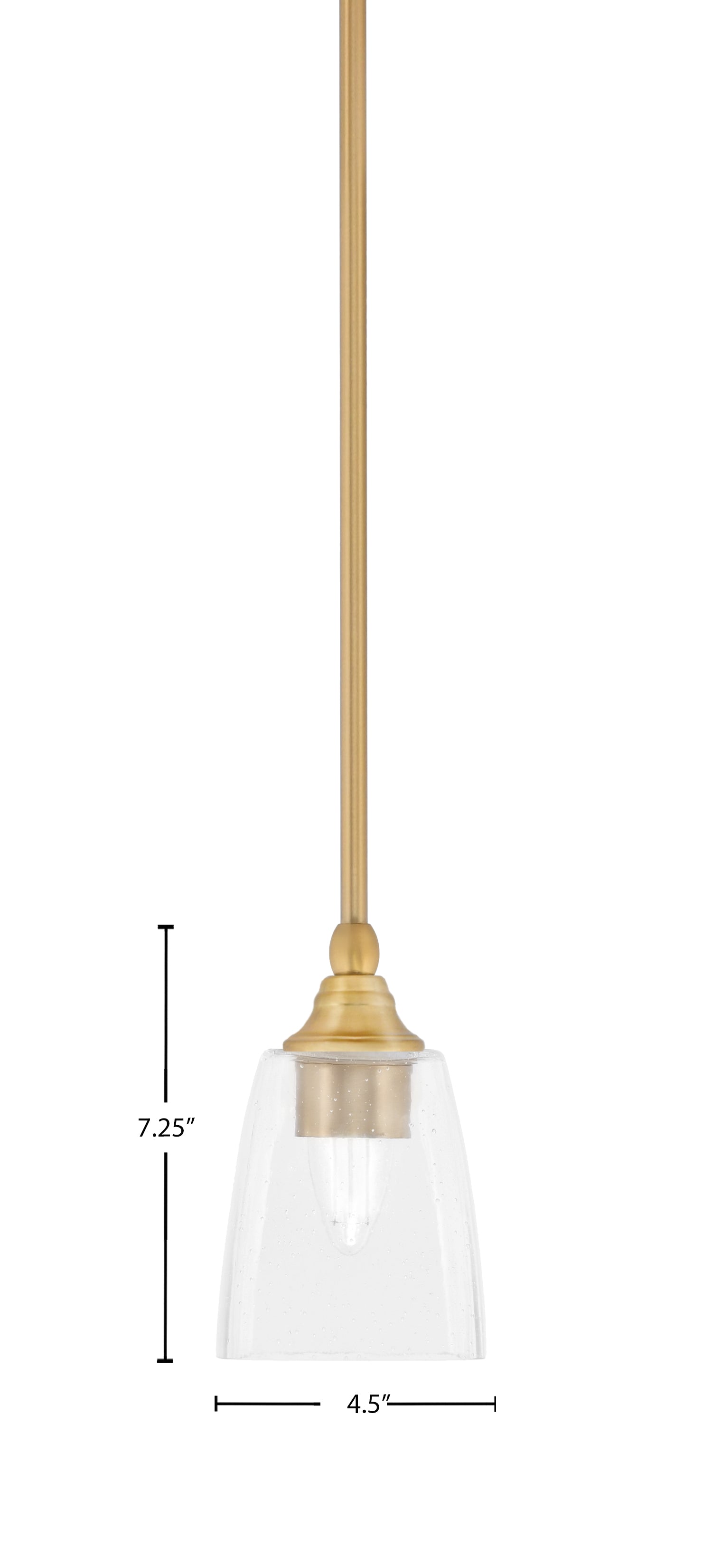 Any One Light Mini Pendant in New Age Brass with 4.5" Square Clear Bubble Shade