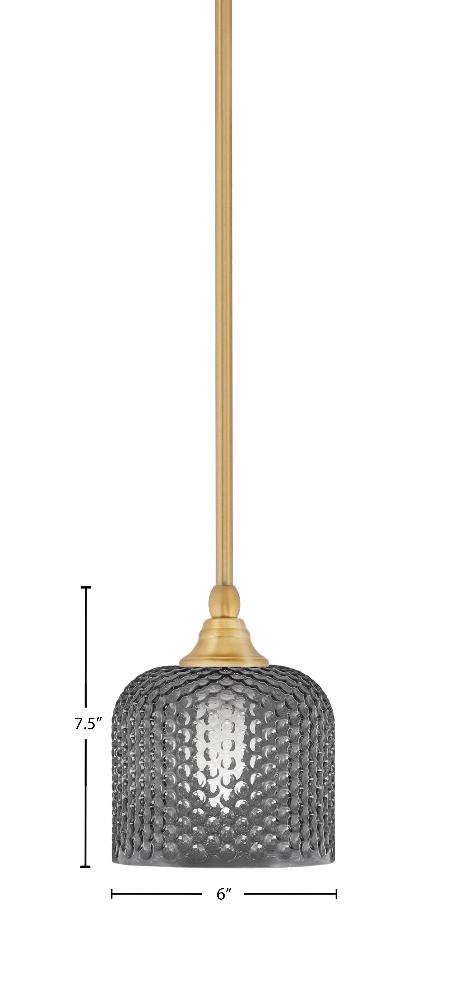 Stem One Light Mini Pendant in New Age Brass with 6" Smoke Textured Shade