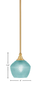 Stem One Light Mini Pendant in New Age Brass with 6" Smoke Textured Shade