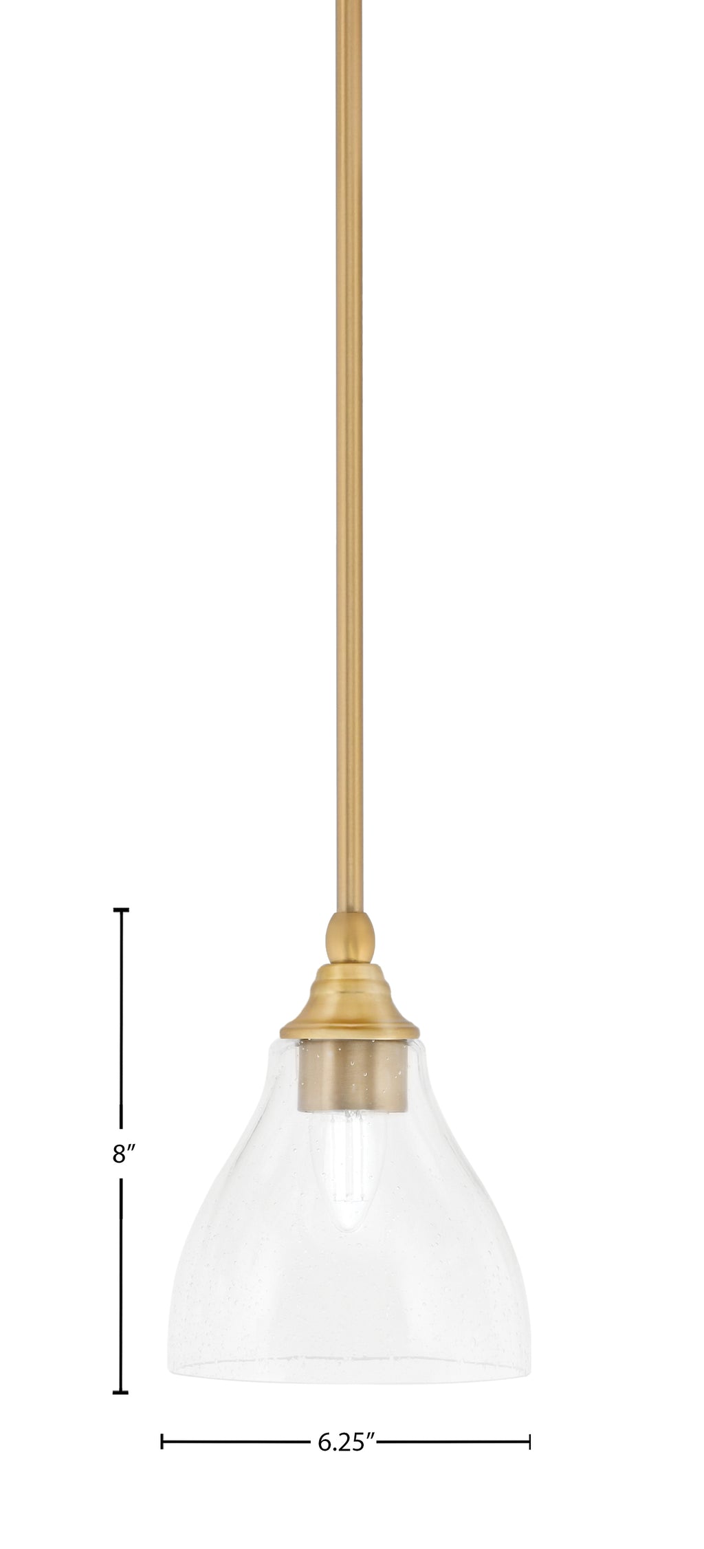 Stem One Light Mini Pendant in New Age Brass with 6.25" Clear Bubble Shade