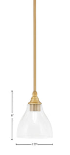 Stem One Light Mini Pendant in New Age Brass with 6.25" Clear Bubble Shade
