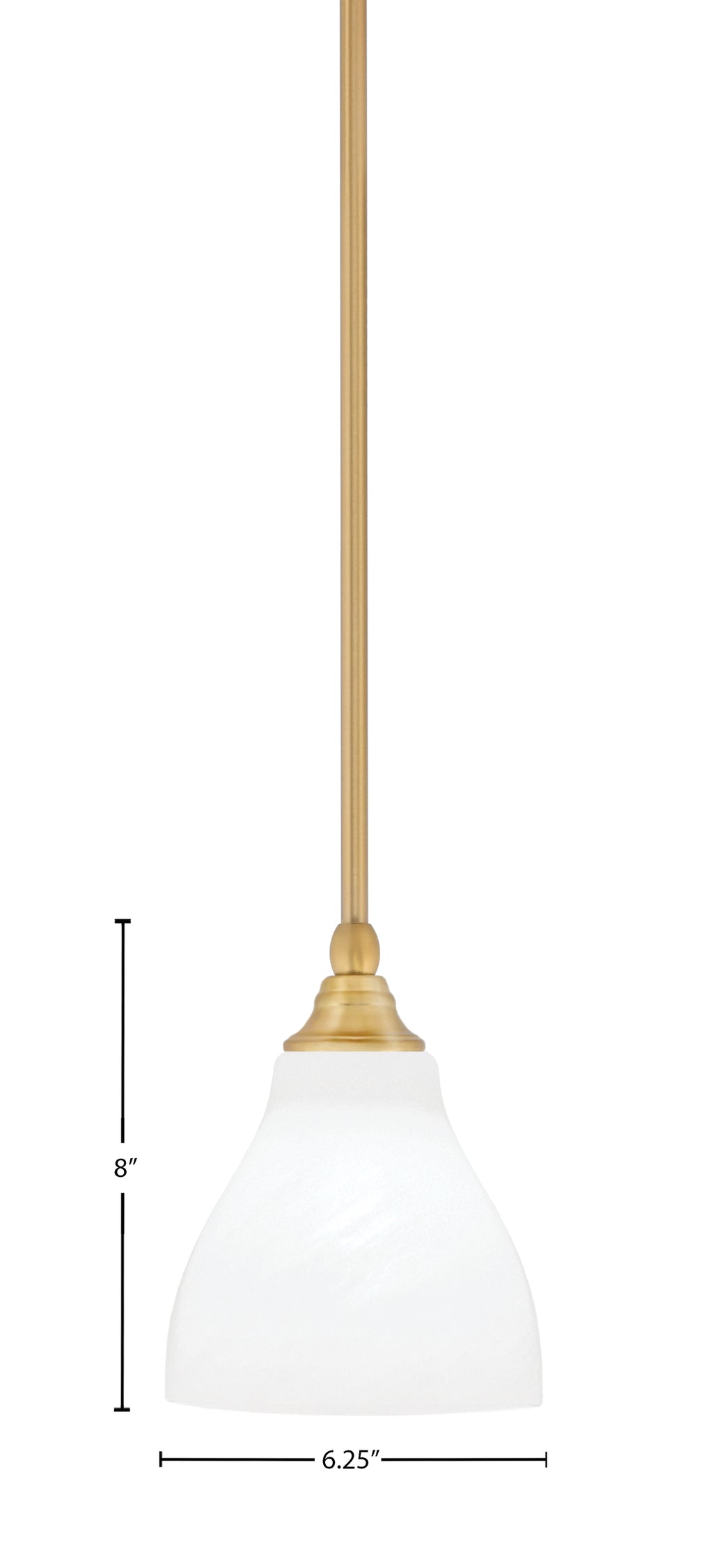 Stem One Light Mini Pendant in New Age Brass with 6.25" White Marble Shade
