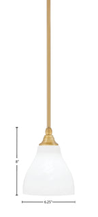 Stem One Light Mini Pendant in New Age Brass with 6.25" White Marble Shade
