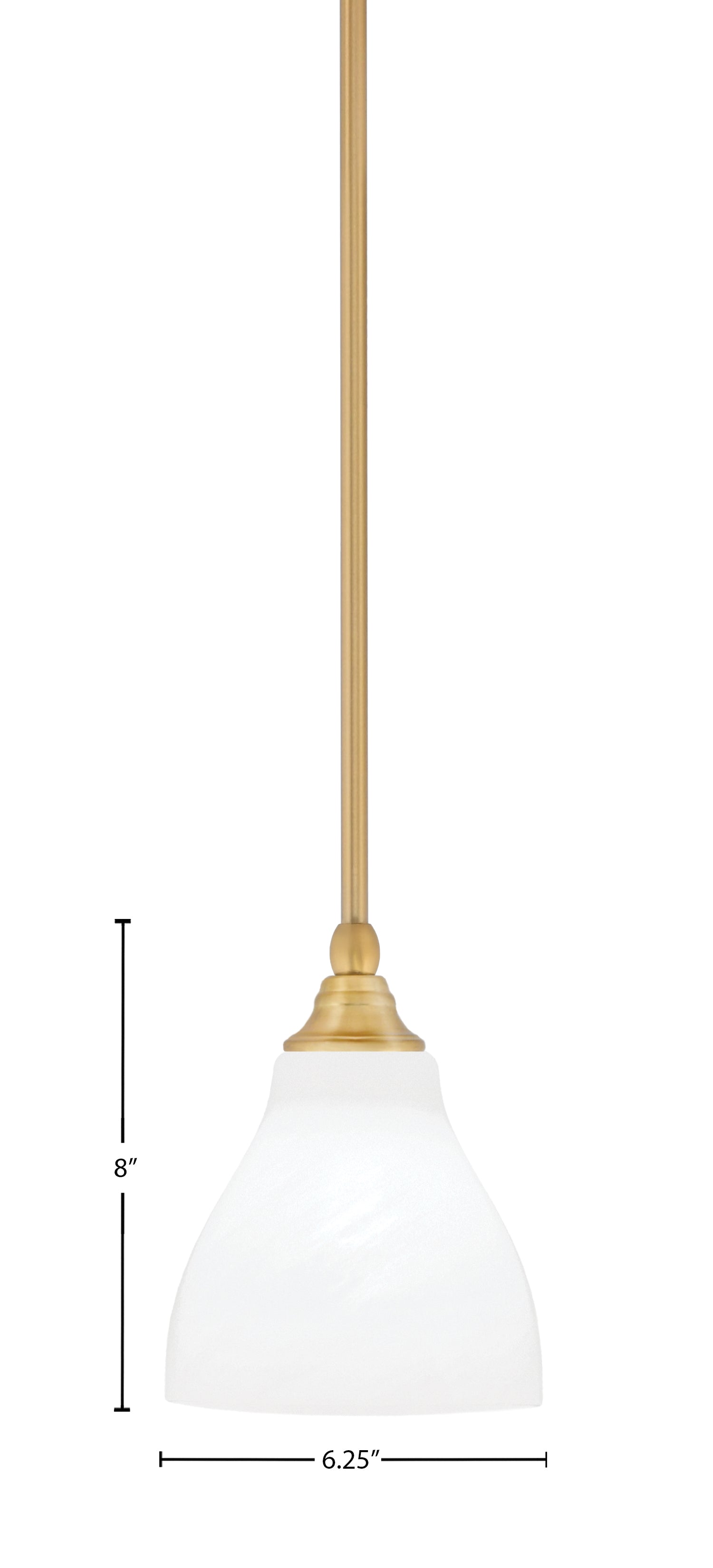 Stem One Light Mini Pendant in New Age Brass with 6.25" White Marble Shade