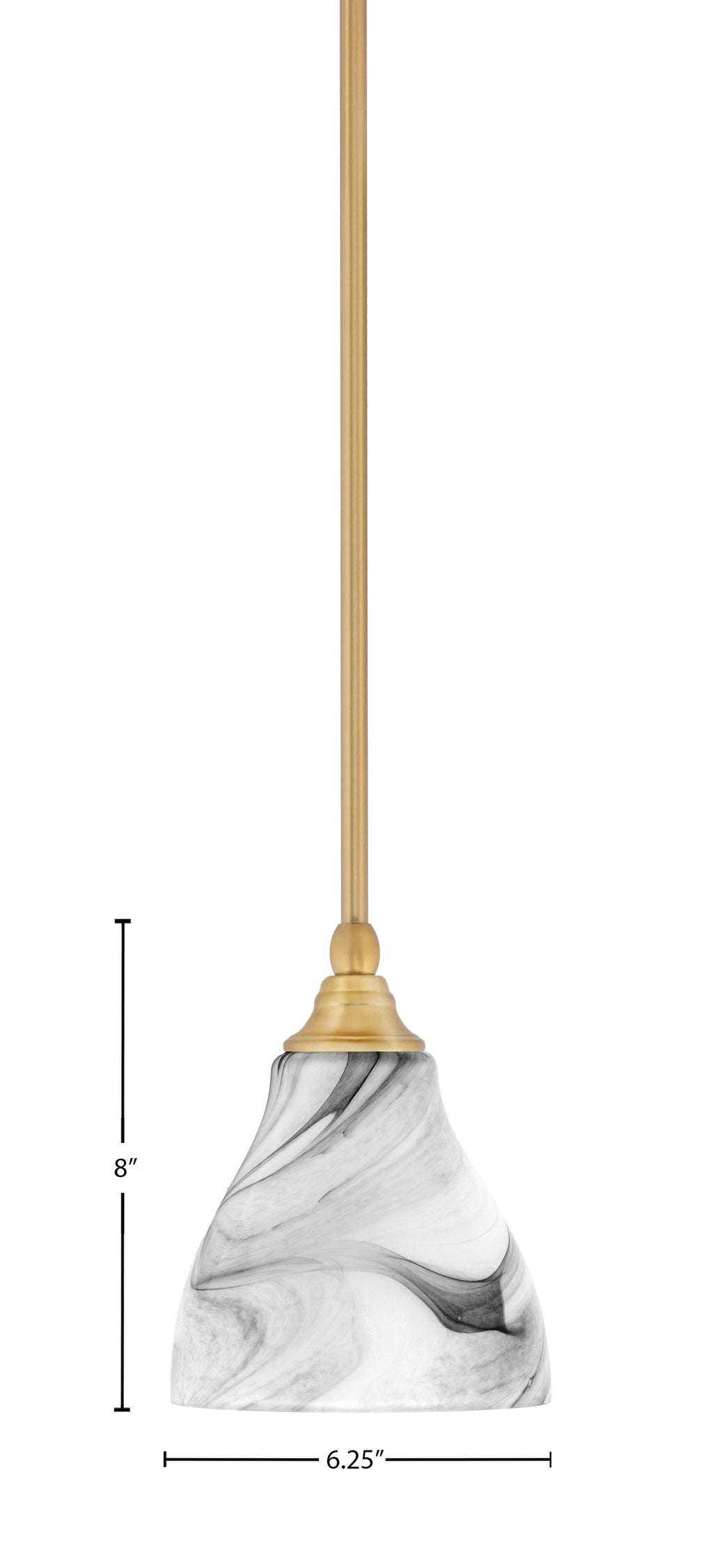 Stem One Light Mini Pendant in New Age Brass with 6.25" Onyx Swirl Shade