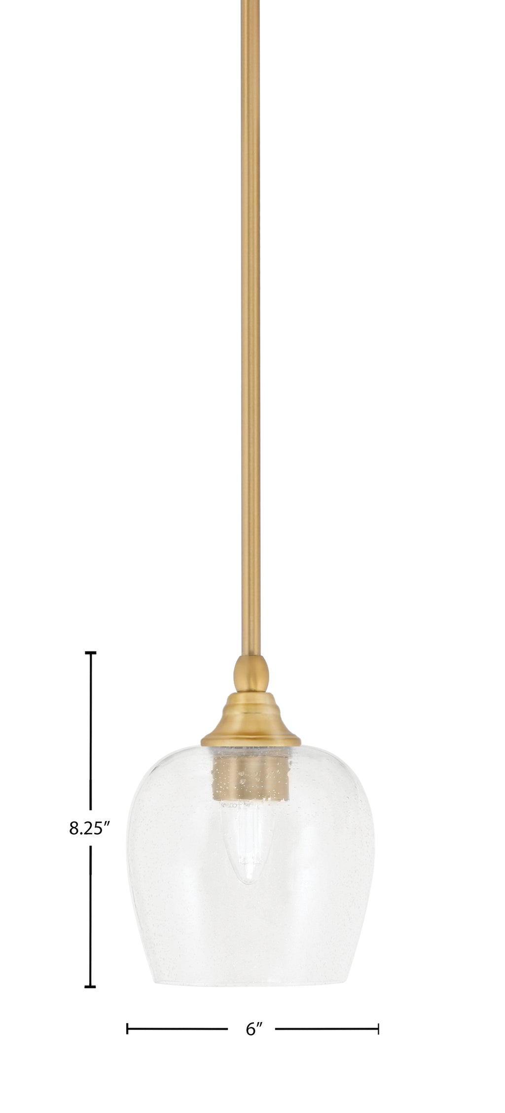 Stem One Light Mini Pendant in New Age Brass with 6" Clear Bubble Shade