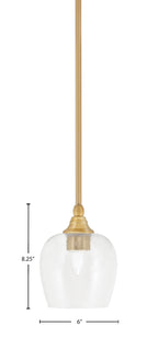Stem One Light Mini Pendant in New Age Brass with 6" Clear Bubble Shade