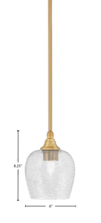 Stem One Light Mini Pendant in New Age Brass with 6" Smoke Bubble Shade