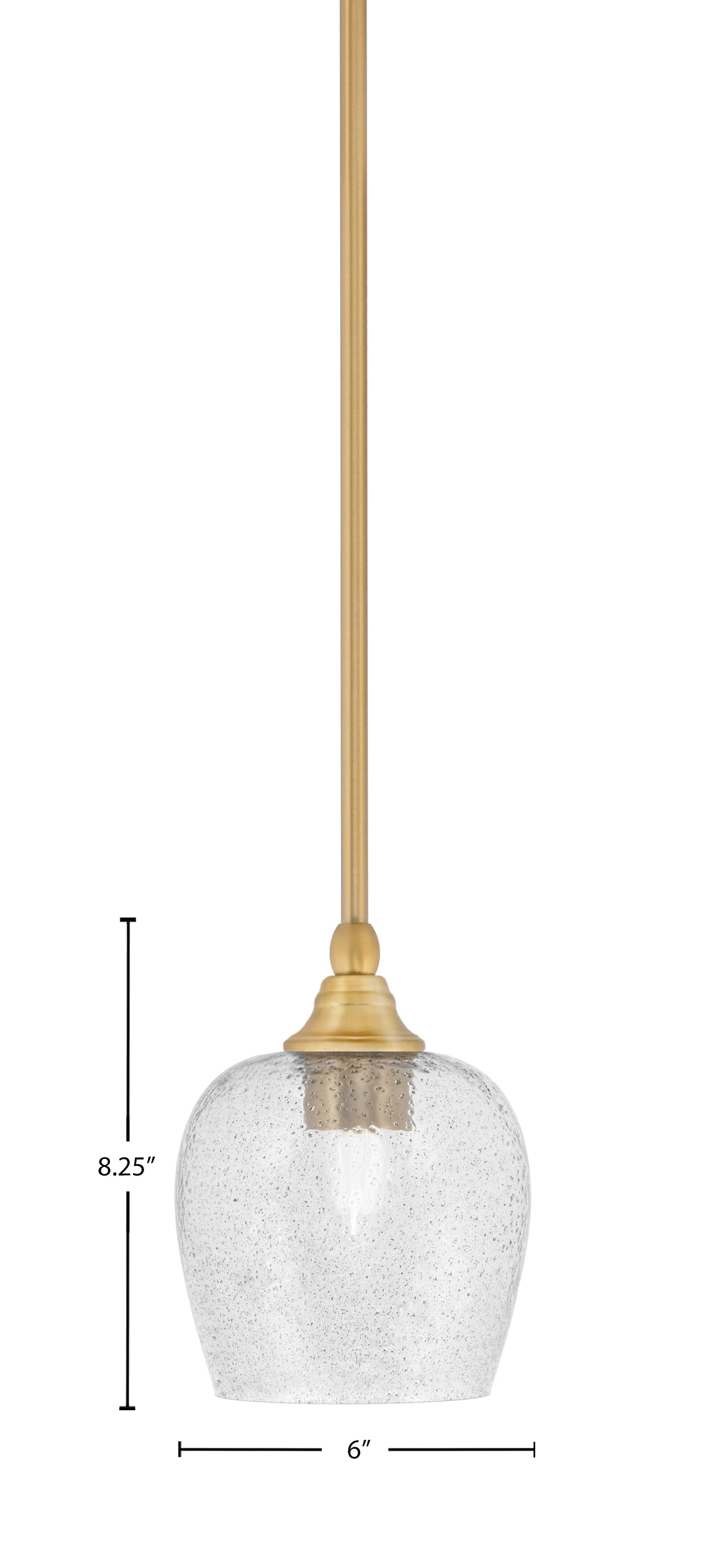 Stem One Light Mini Pendant in New Age Brass with 6" Smoke Bubble Shade