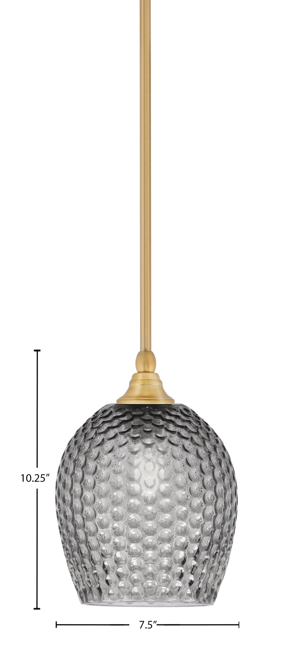 Stem One Light Mini Pendant in New Age Brass with 7.5" Smoke Textured Shade