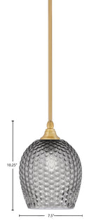Stem One Light Mini Pendant in New Age Brass with 7.5" Smoke Textured Shade