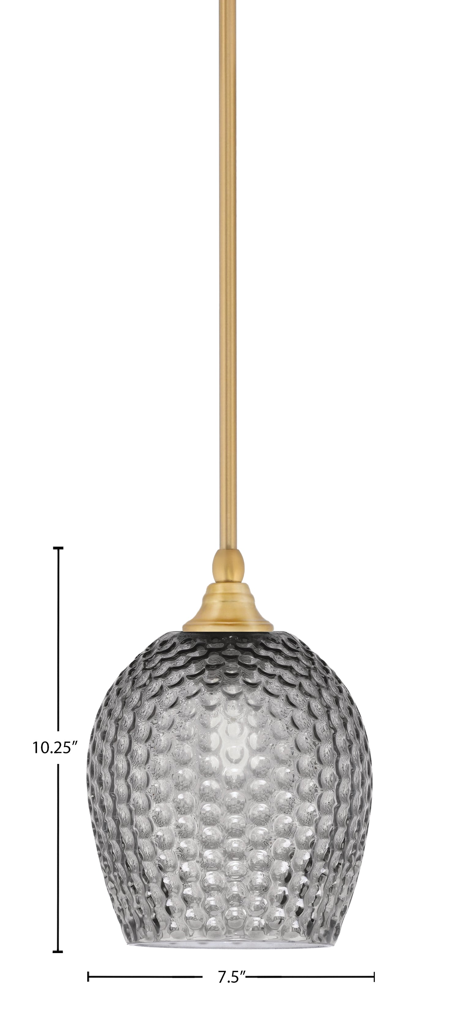 Stem One Light Mini Pendant in New Age Brass with 7.5" Smoke Textured Shade