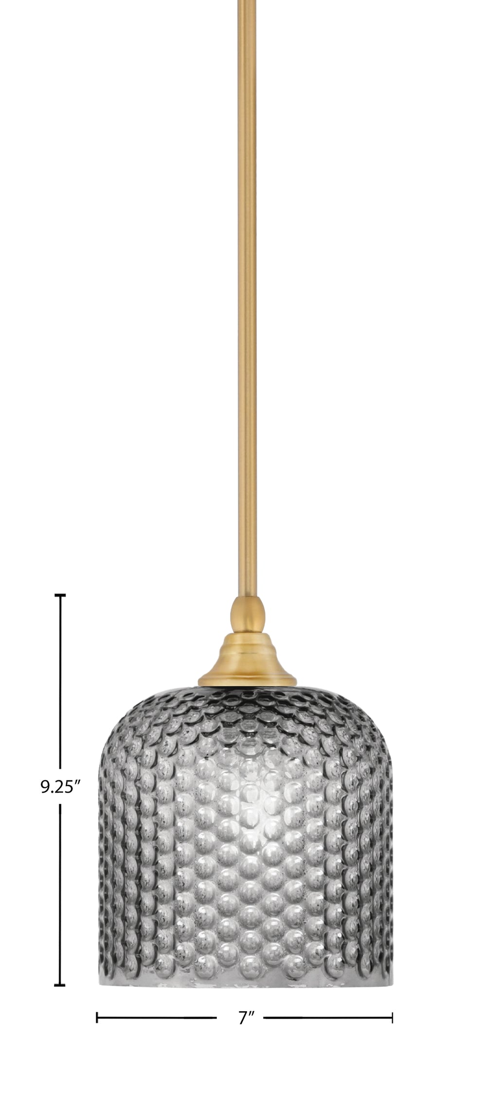 Stem One Light Mini Pendant in New Age Brass with 7" Smoke Textured Shade