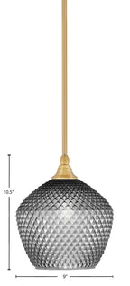Stem One Light Mini Pendant in New Age Brass with 9" Smoke Textured Shade