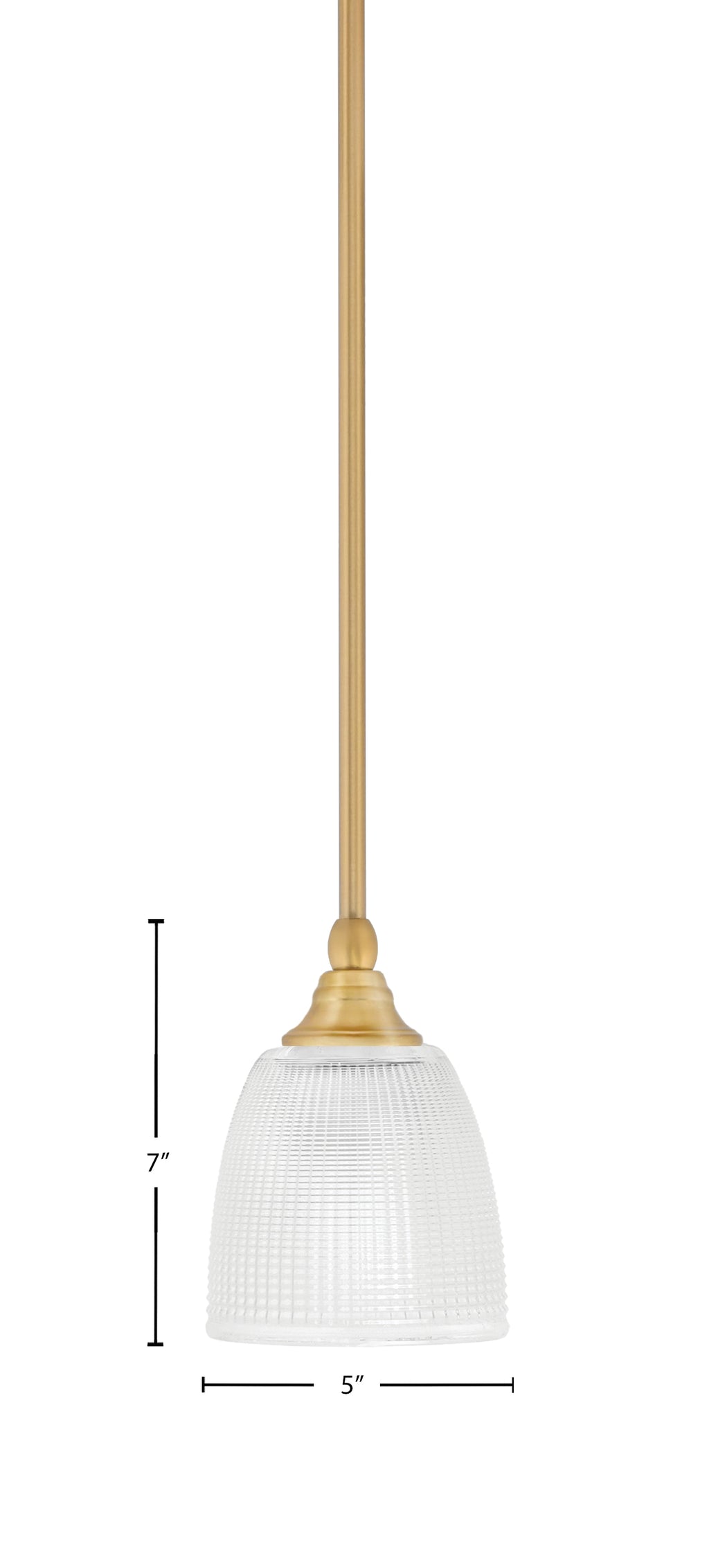 Any One Light Mini Pendant in New Age Brass with 5" Clear Ribbed Shade