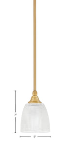 Any One Light Mini Pendant in New Age Brass with 5" Clear Ribbed Shade