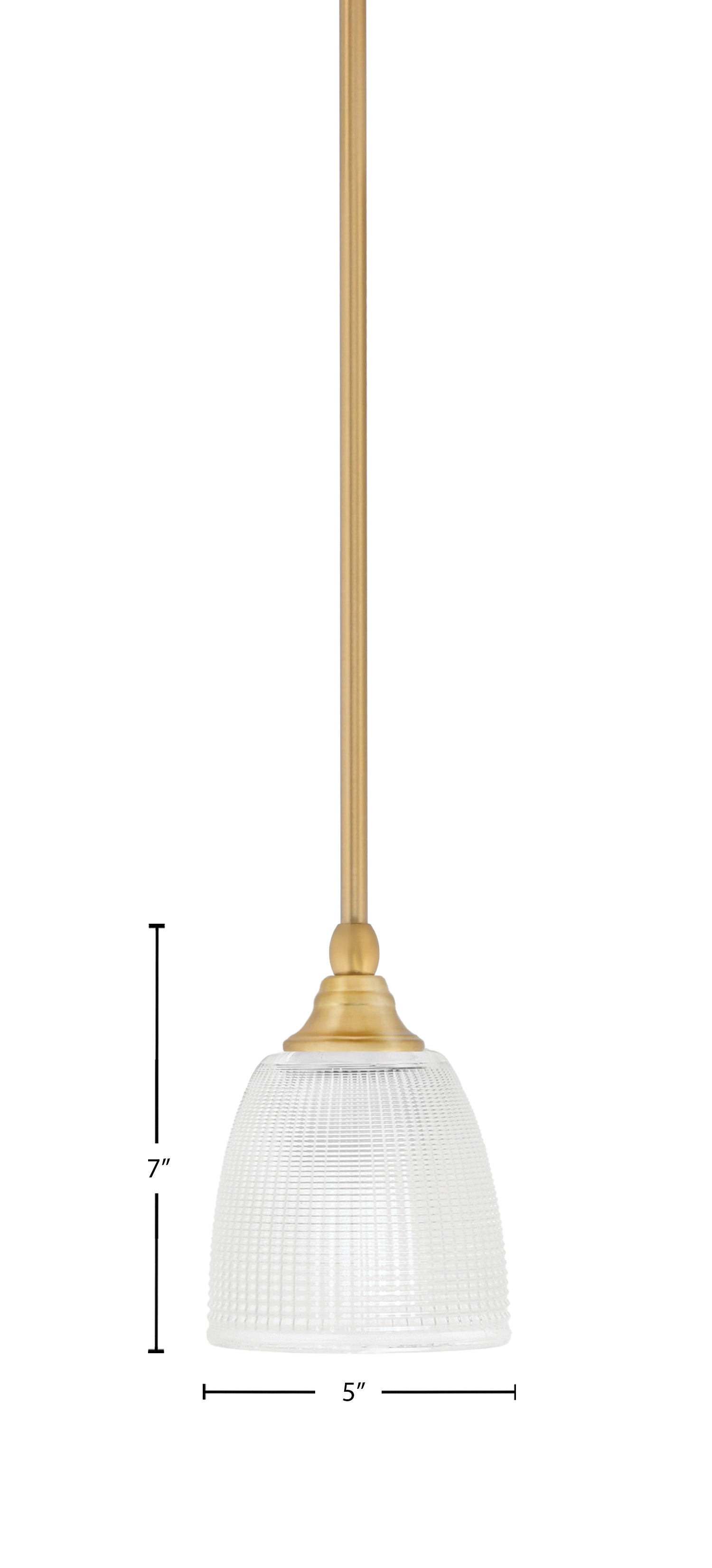 Any One Light Mini Pendant in New Age Brass with 5" Clear Ribbed Shade