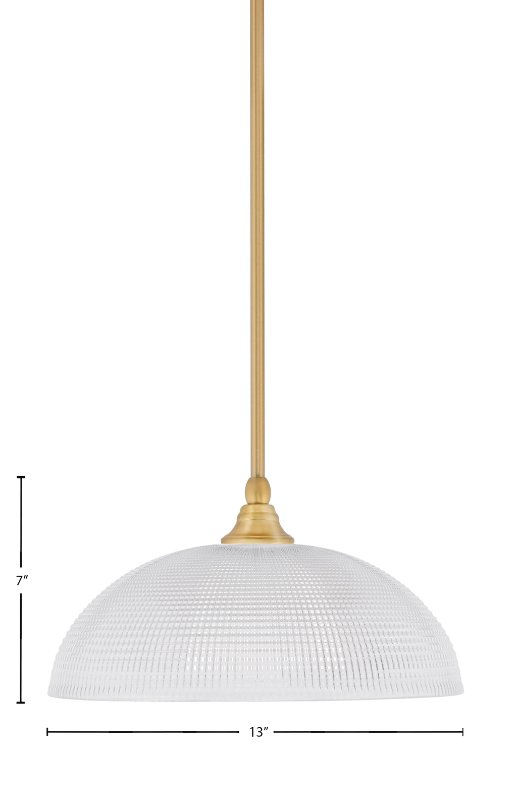Any One Light Mini Pendant in New Age Brass with 13" Clear Ribbed Shade